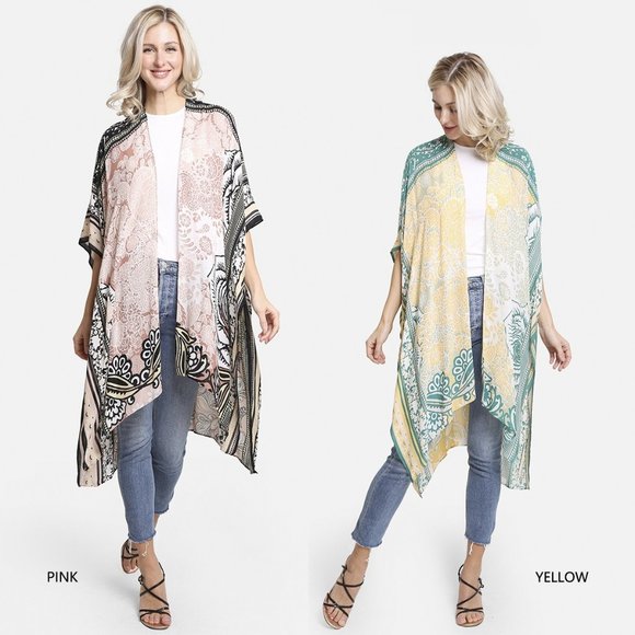 P/S Paisley & Floral ·Kimono·Wrap·Swimsuit Cover·Bikini Cover up·ComfyLuxe - Picture 1 of 3